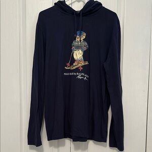Ralph Lauren Dark Blue Hoodie with Polo Bear Design